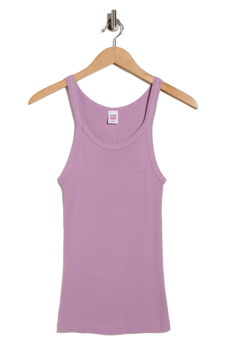 Re/Done Rib Cotton Tank, Main, color, Electric Lilac