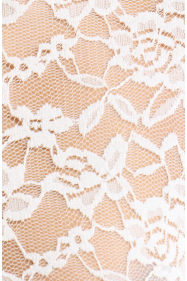 Mock Neck Sheer Lace Bodysuit, Alternate, color, WHITE
