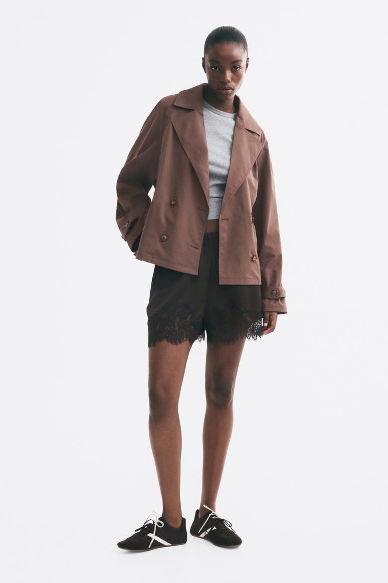 Short Tie-belt Trench Coat, Alternate, color, Dark taupe