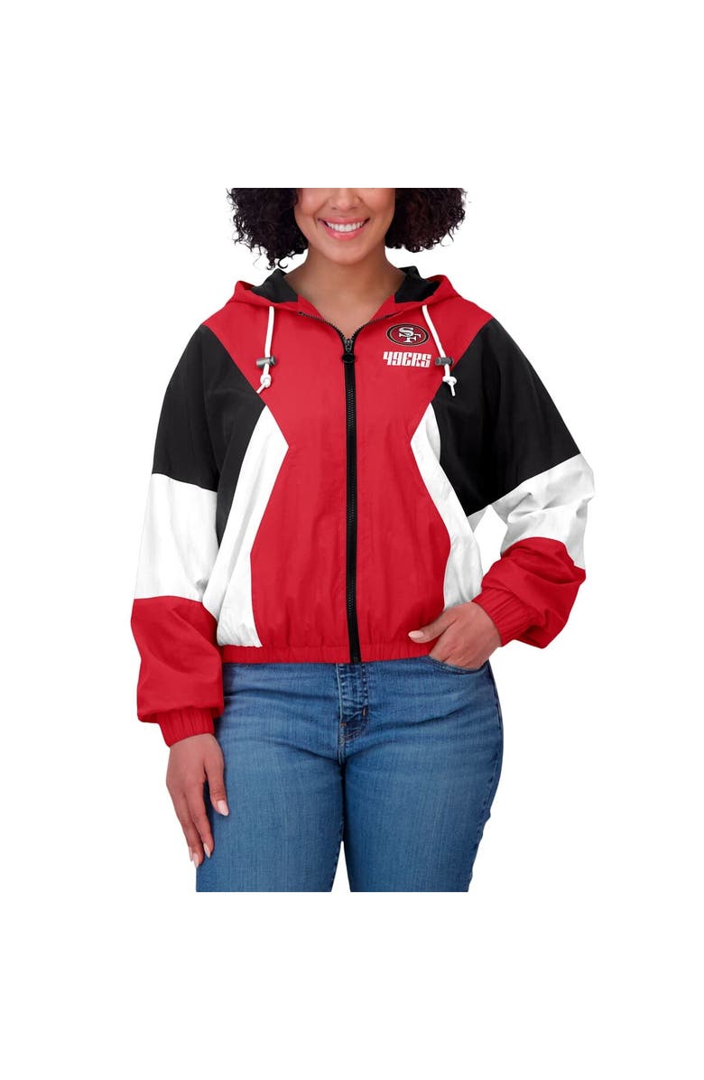WEAR by Erin Andrews Women's WEAR by Erin Andrews Scarlet San Francisco 49ers Color Block Full-Zip Windbreaker Jacket, Alternate, color,