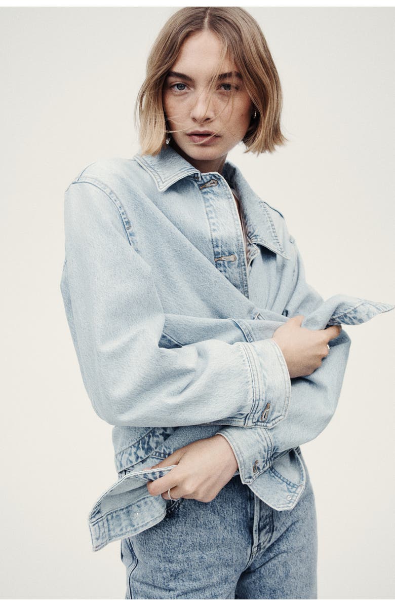 H&M Denim Shacket, Alternate, color, Light Denim Blue