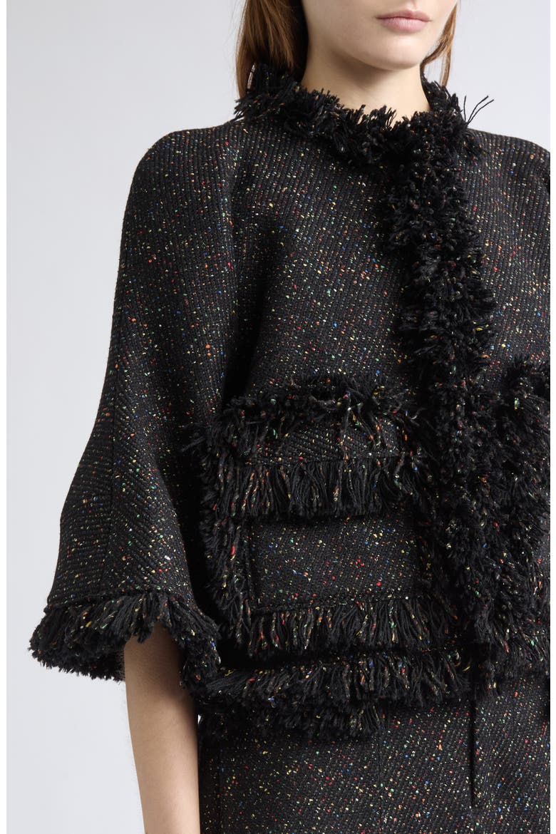 Nep Tweed Jacket, Alternate, color, BLACK