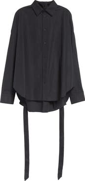 Balenciaga Lace-Up Cotton Poplin Shirt