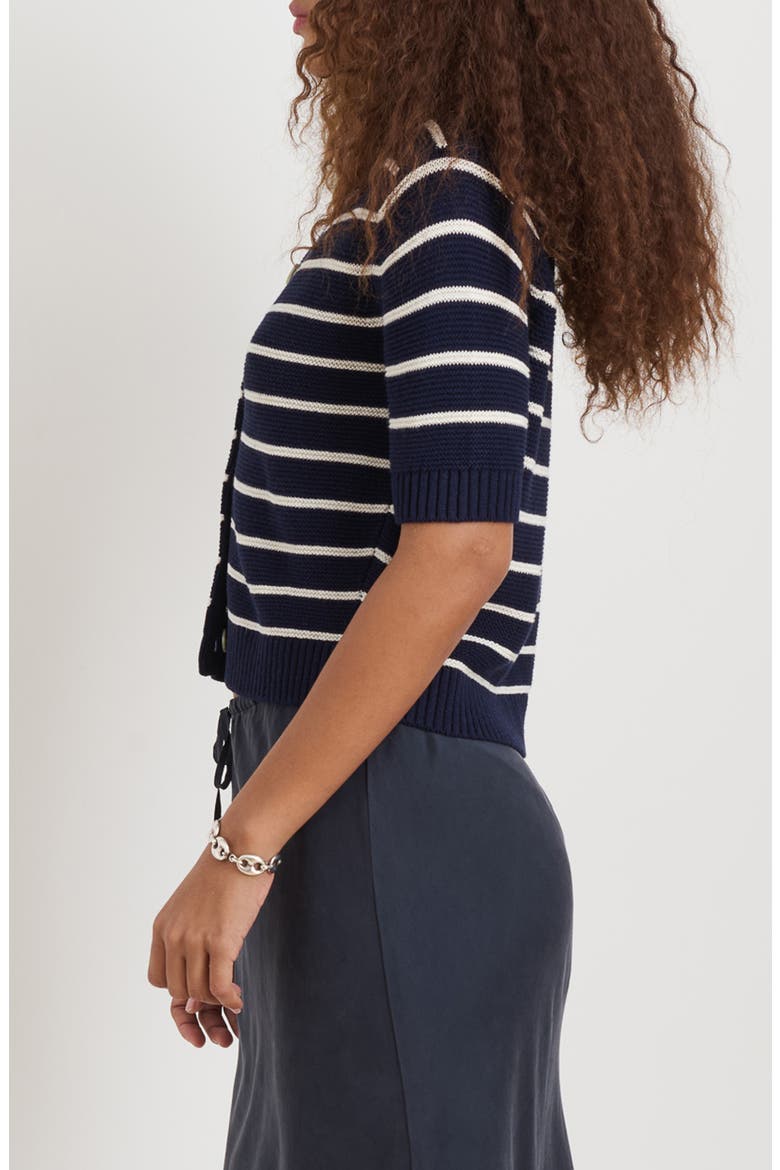 Elle Stripe Cotton & Linen Sweater, Alternate, color, NAVY NIGHT/ OFF WHITE