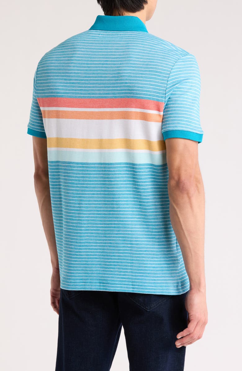 Original Penguin Chest Stripe Birdseye Piqué Polo, Alternate, color, Mosaic Blue