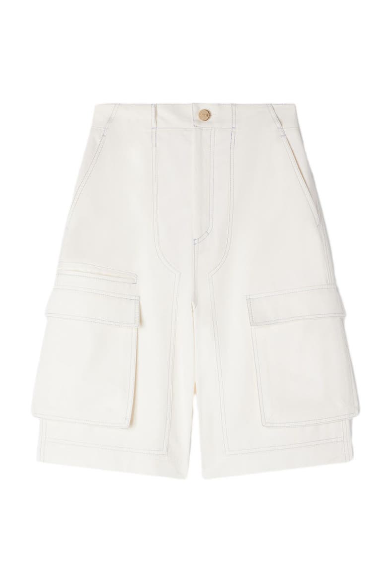 Wide-leg cotton Bermuda shorts, Alternate, color, White