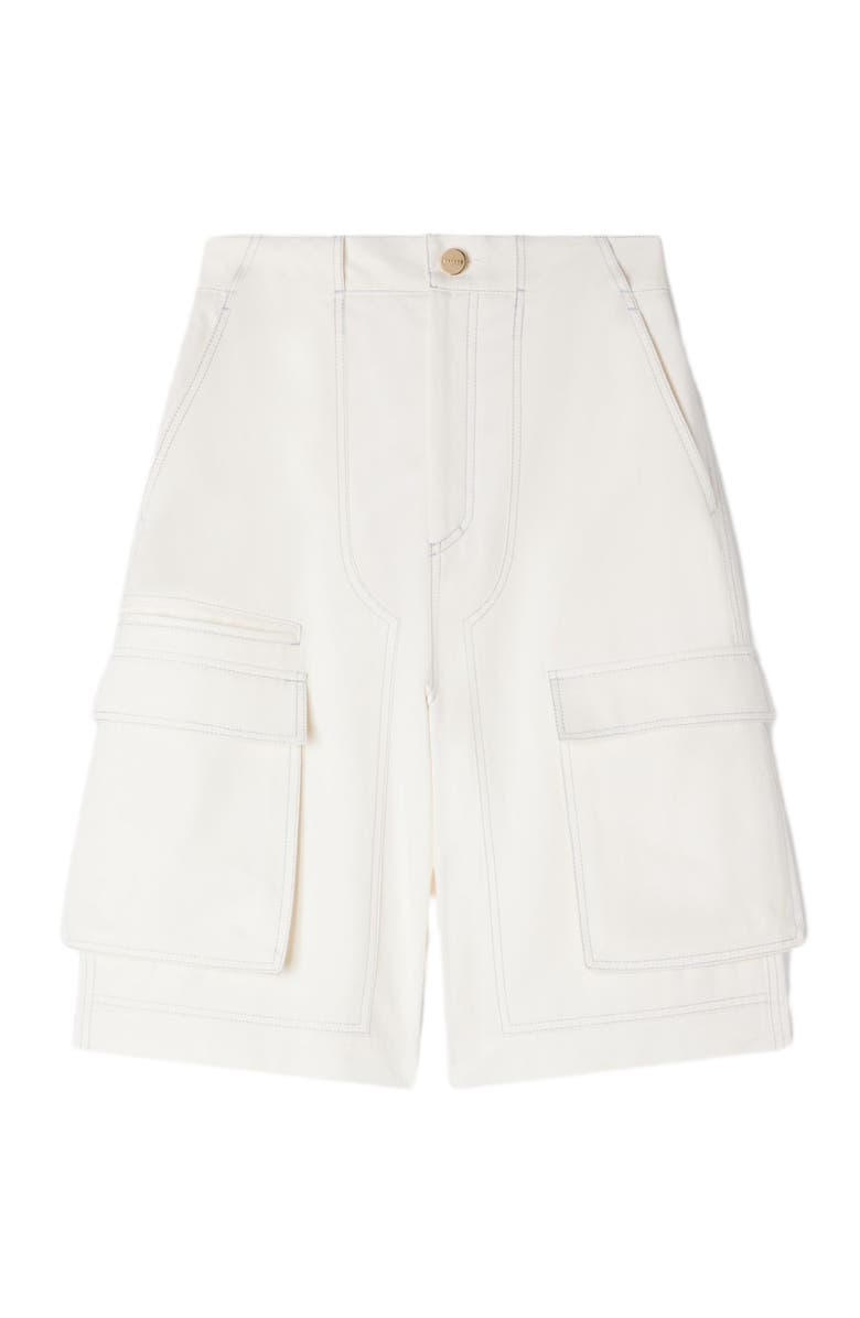 SANDRO Wide-leg cotton Bermuda shorts, Alternate, color, White