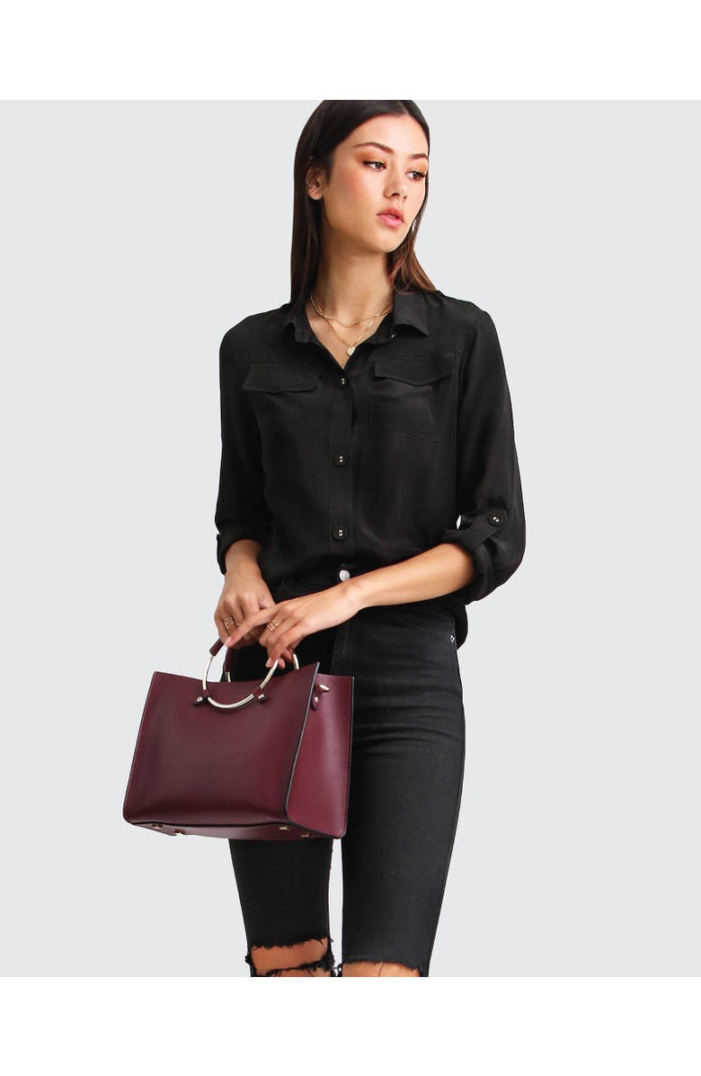 Belle & Bloom Eclipse Rolled Sleeve Blouse, Alternate, color, Black