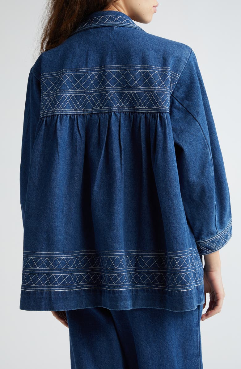 Bode Quincy Embroidered Denim Jacket, Alternate, color, 