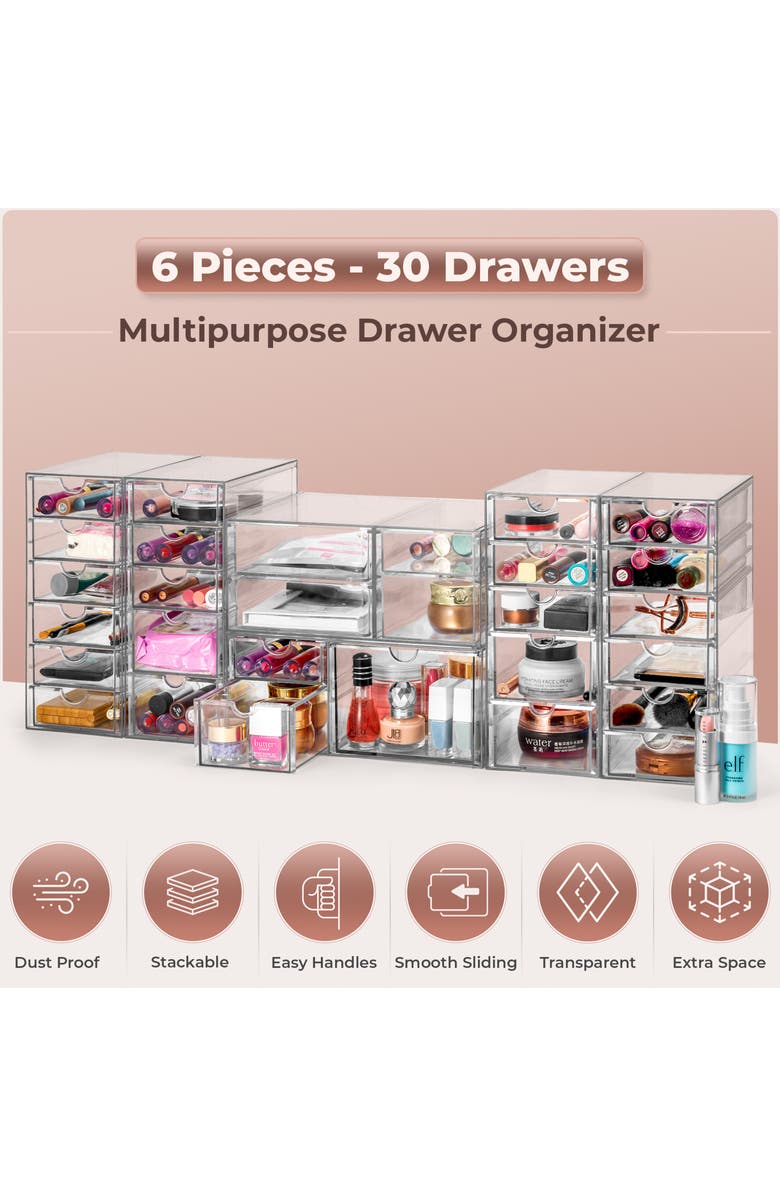 SORBUS 7-Drawer Acrylic Organizer, Alternate, color, Clear