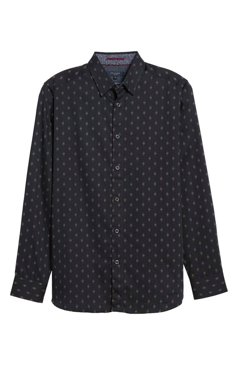 Ted Baker London Monico Slim Fit Dot Diamond Sport Shirt, Alternate, color, Navy