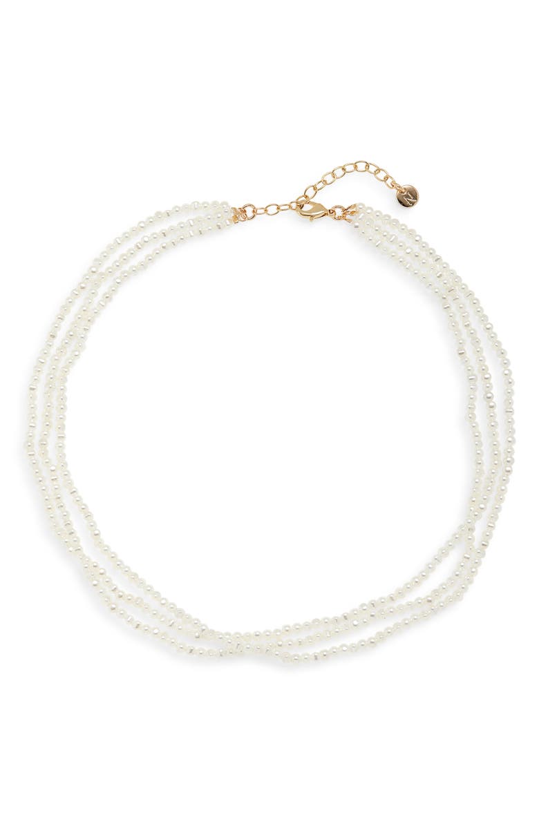Nordstrom Triple Strand Faux Pearl Necklace, Main, color, White- Gold