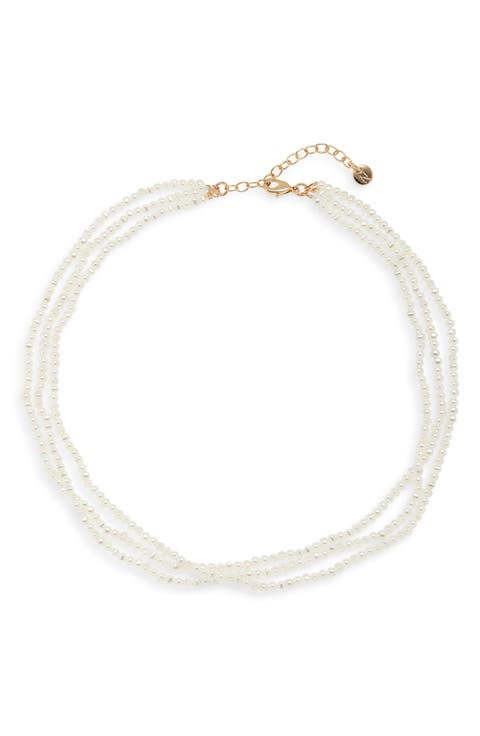 Triple Strand Faux Pearl Necklace