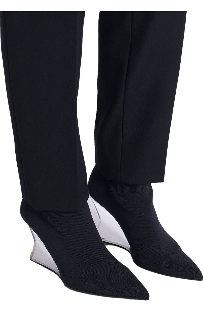 Balmain Wedge knit ankle boots, Alternate, color, Black