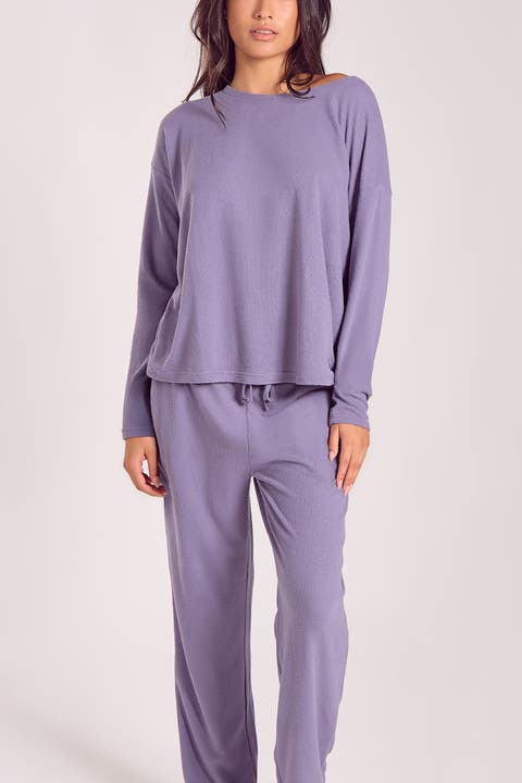 Waffle Knit Sleep Set with Drawstring Pants