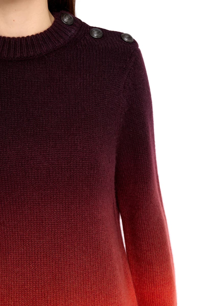 Zadig & Voltaire Malty Dip Dye Cashmere Crewneck Sweater, Alternate, color, Tangerine