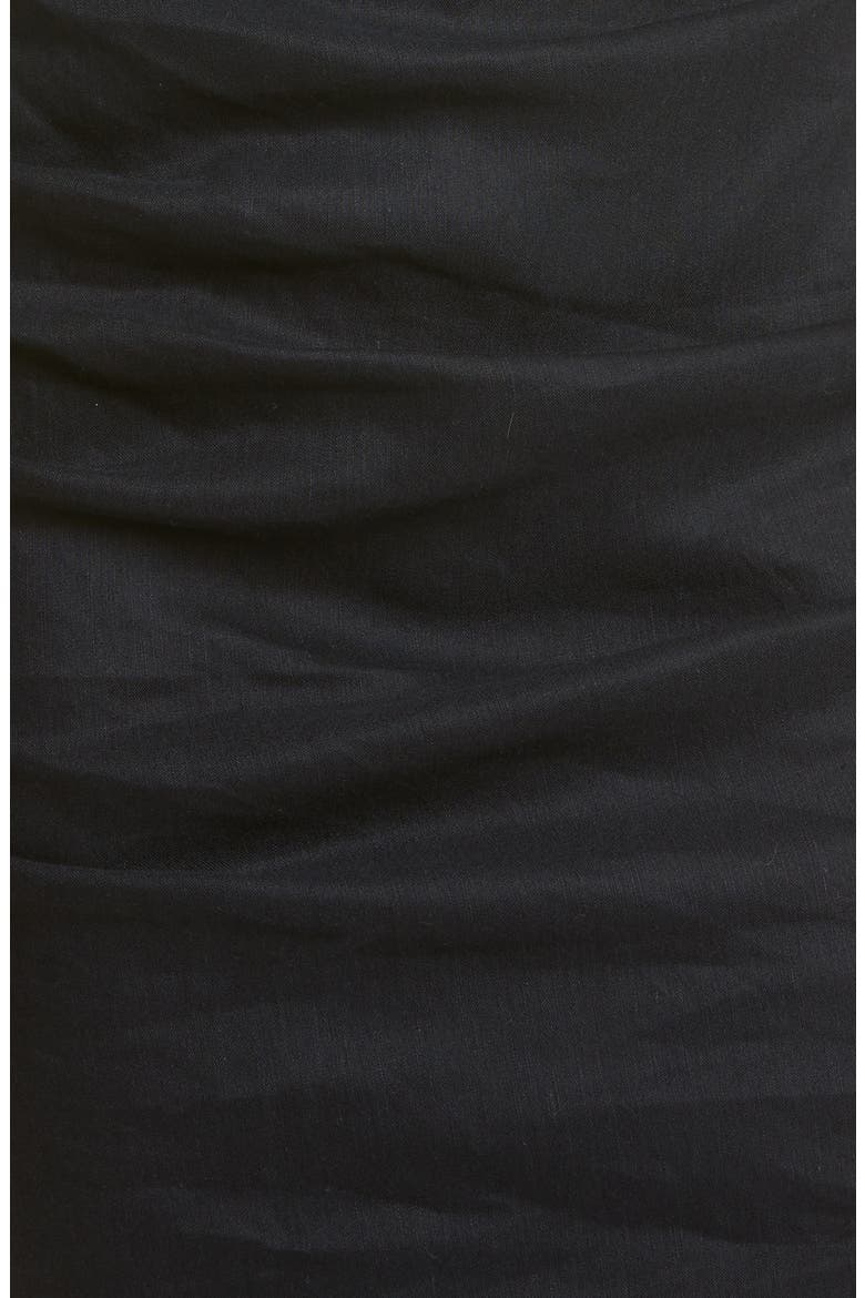 Puff Sleeve Linen Blend Minidress, Alternate, color, BLACK