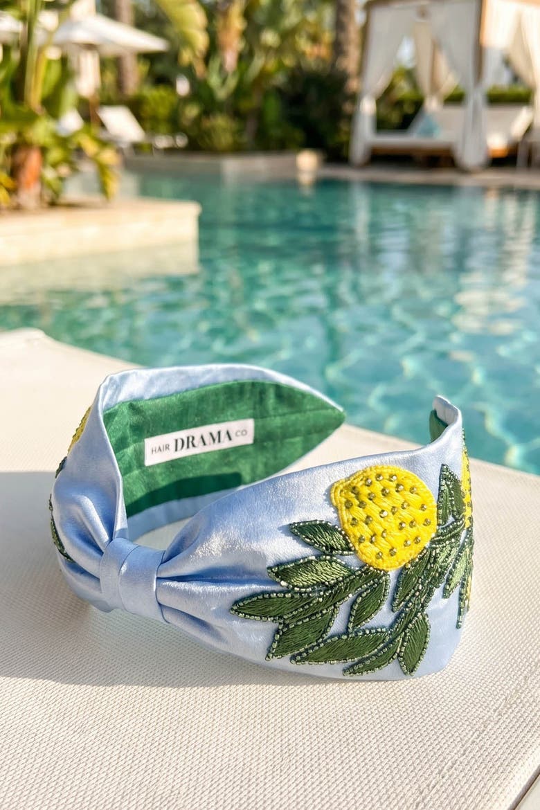 Lemon Spritz Knotted Headband, Alternate, color, Blue