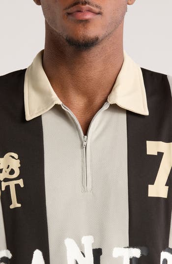 SANTO STUDIO Varsity Quarter Zip Long Sleeve Jersey Polo