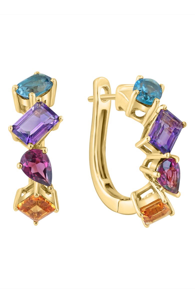 EFFY 14K Yellow Gold Semiprecious Stone Huggie Hoop Earrings, Alternate, color, 