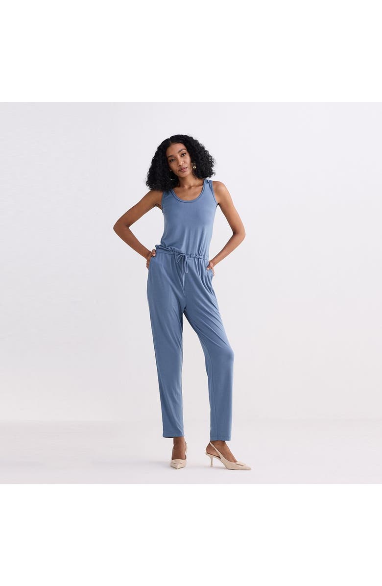 Reistor Relaxed Drawstring Jumpsuit in Blue, Alternate, color, Solid
