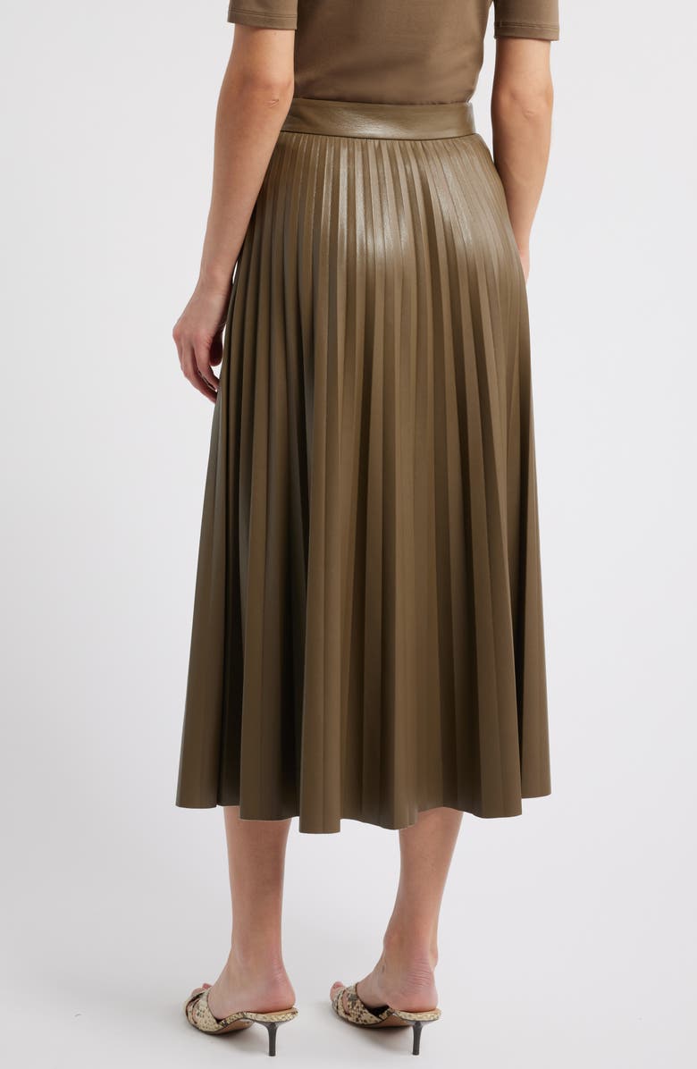 BOSS Vaplita Pleated Faux Leather Midi Skirt, Alternate, color, 