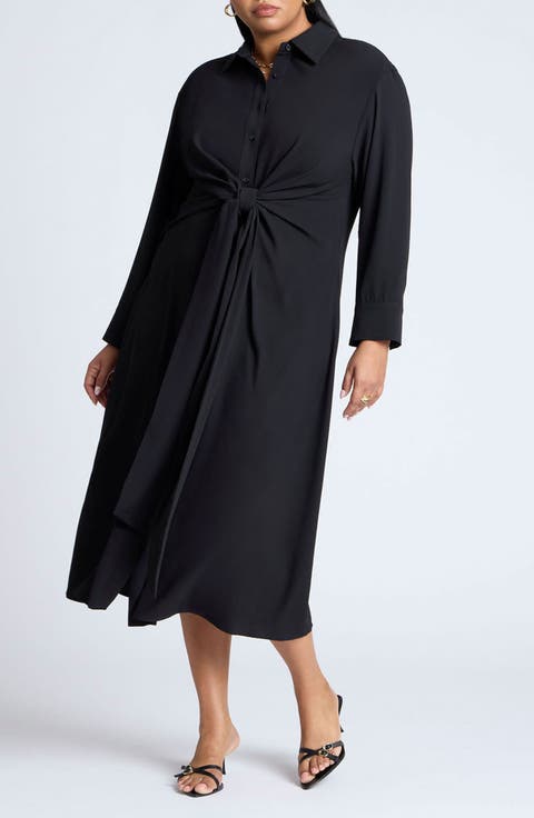 Tie Front Oversized Shirt Dress