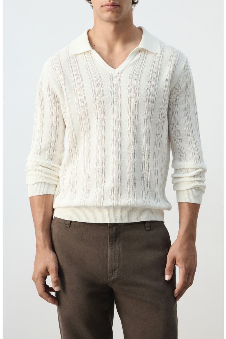 Polo Collar Sweater, Main, color, OFF WHITE