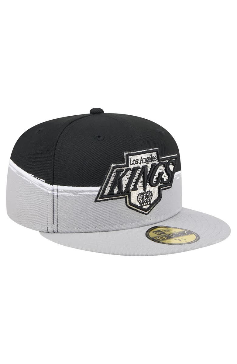 New Era Men's New Era Silver/Black Los Angeles Kings Vintage Color Dip 59FIFTY Fitted Hat, Alternate, color,