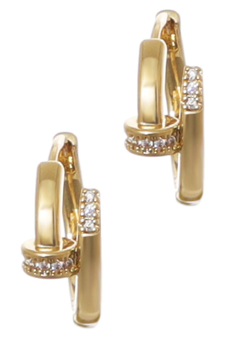 Cubic Zirconia Nail Huggie Hoop Earrings, Alternate, color, GOLD