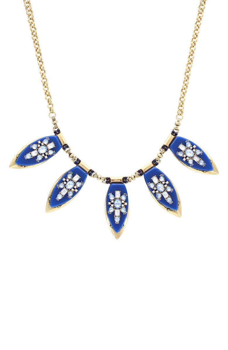 OLIVIA WELLES Kady Crystal Petal Frontal Necklace, Main, color, Gold / Blue
