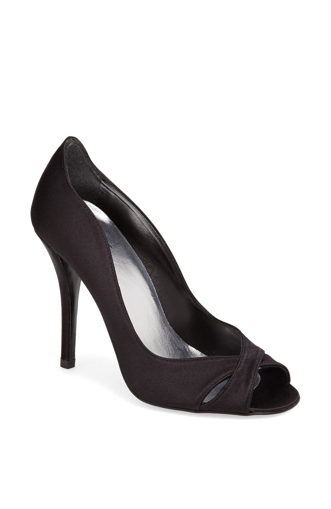 'Showupup' Satin Pump, Main, color, BLACK SATIN