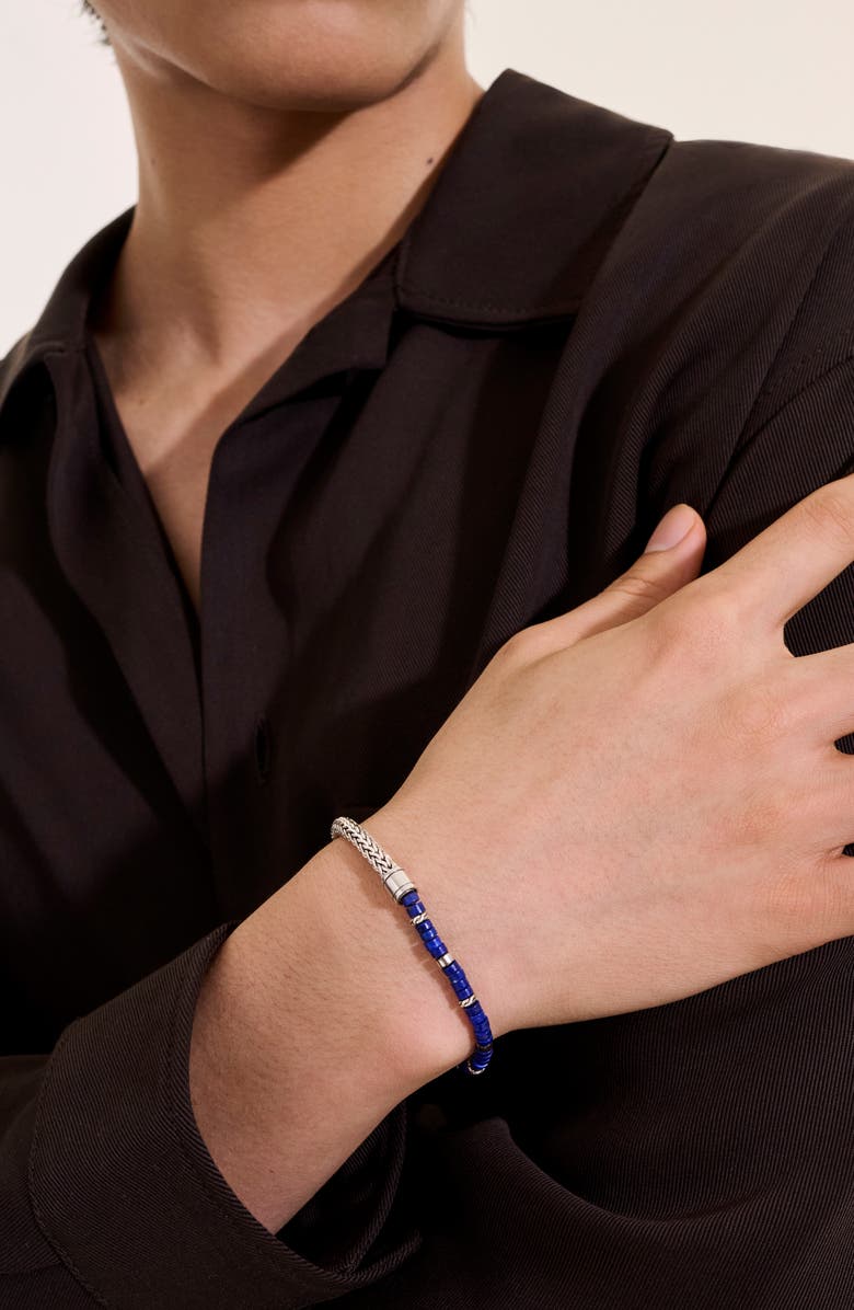 John Hardy Heishi Chain Bracelet, Silver, Gemstones, Alternate, color, Lapis Lazuli