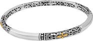 DEVATA Filigree Bangle Slide-on Bracelet in Sterling Silver and 18K Gold Accents