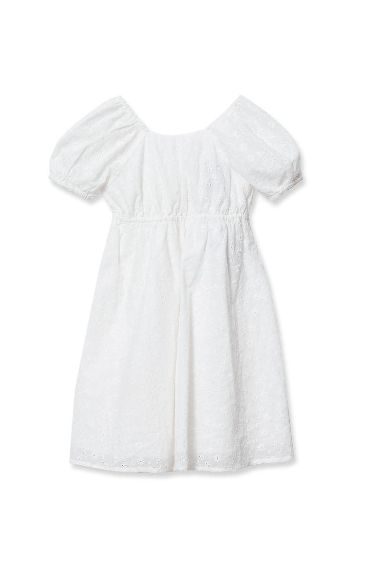 Girls Short Sleeve Bow Dress, Alternate, color, White