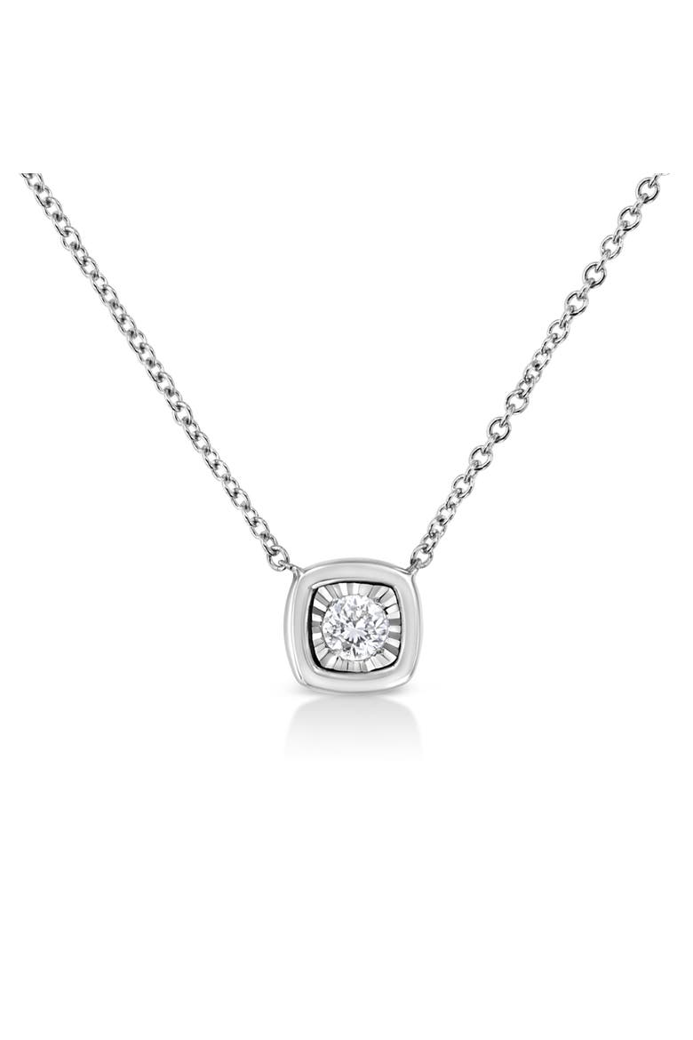 925 Sterling Silver 1/10 ctw Miracle Set Round Diamond Mixed Shape Pendant Necklace, Main, color, Cushion Shape