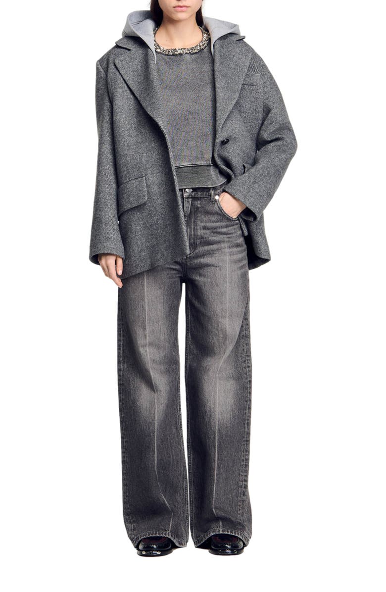 SANDRO Jewellery neck sweatshirt, Alternate, color, 