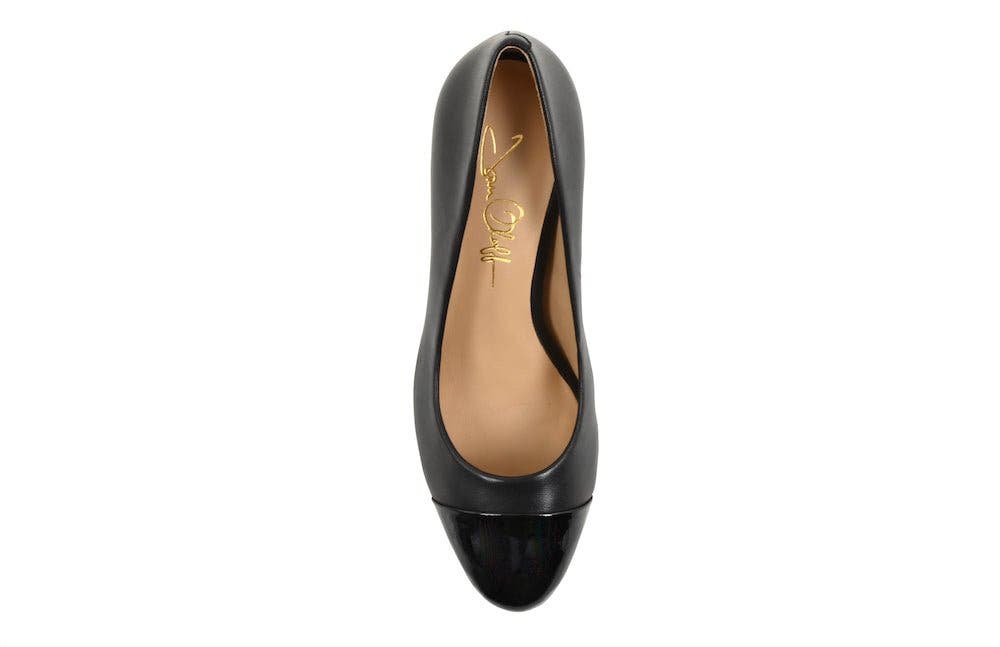 Joan Oloff Shoes Sandra Leather Cap Toe Pump, Alternate, color, Black