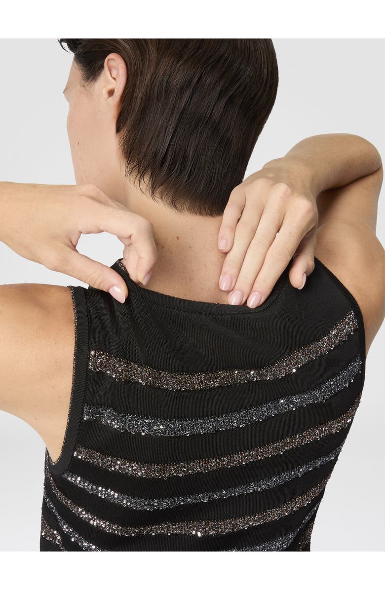 Missoni Sleeveless Striped Mini Dress With Sequins, Alternate, color, Green& Brown