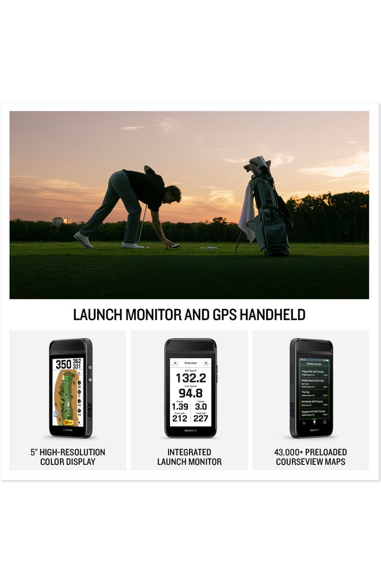 Garmin Approach G82 GOLF Launch Monitor and Premium 5" GPS Golf Handheld with Built-in Bluetooth - Black, Alternate, color, Black