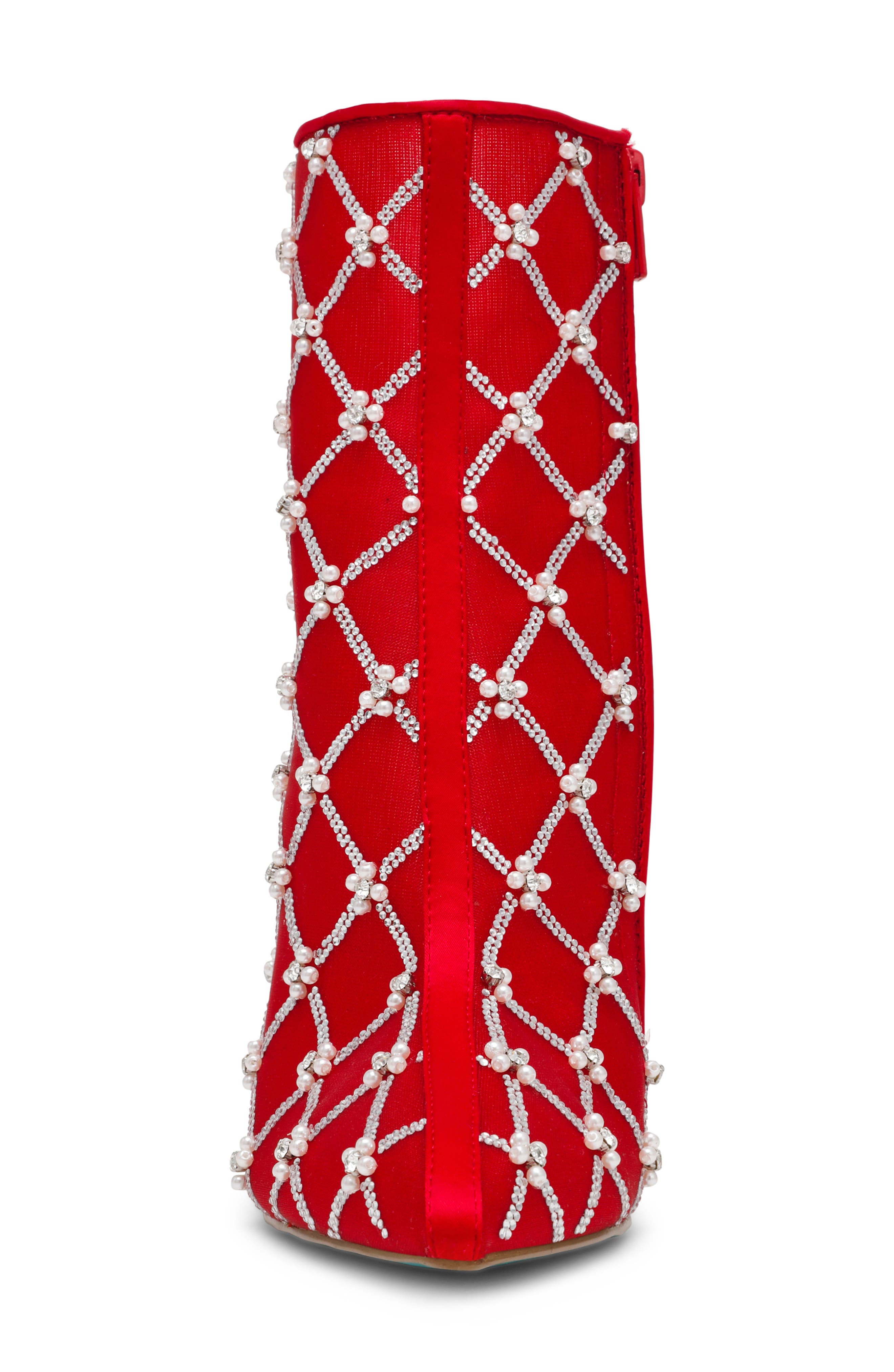 Lark Crystal Embellished Bootie, Alternate, color, RED