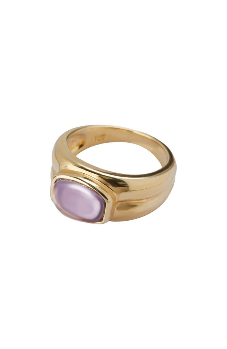 Argento Vivo Sterling Silver Stone Dome Ring, Main, color, Gold /Amethyst