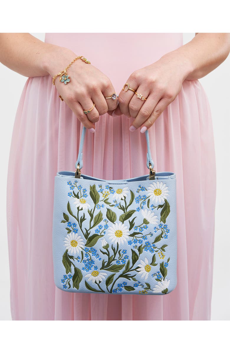 Fable England Emma Forget Me Not Embroidered Bucket Bag, Alternate, color, Light/Pastel Blue