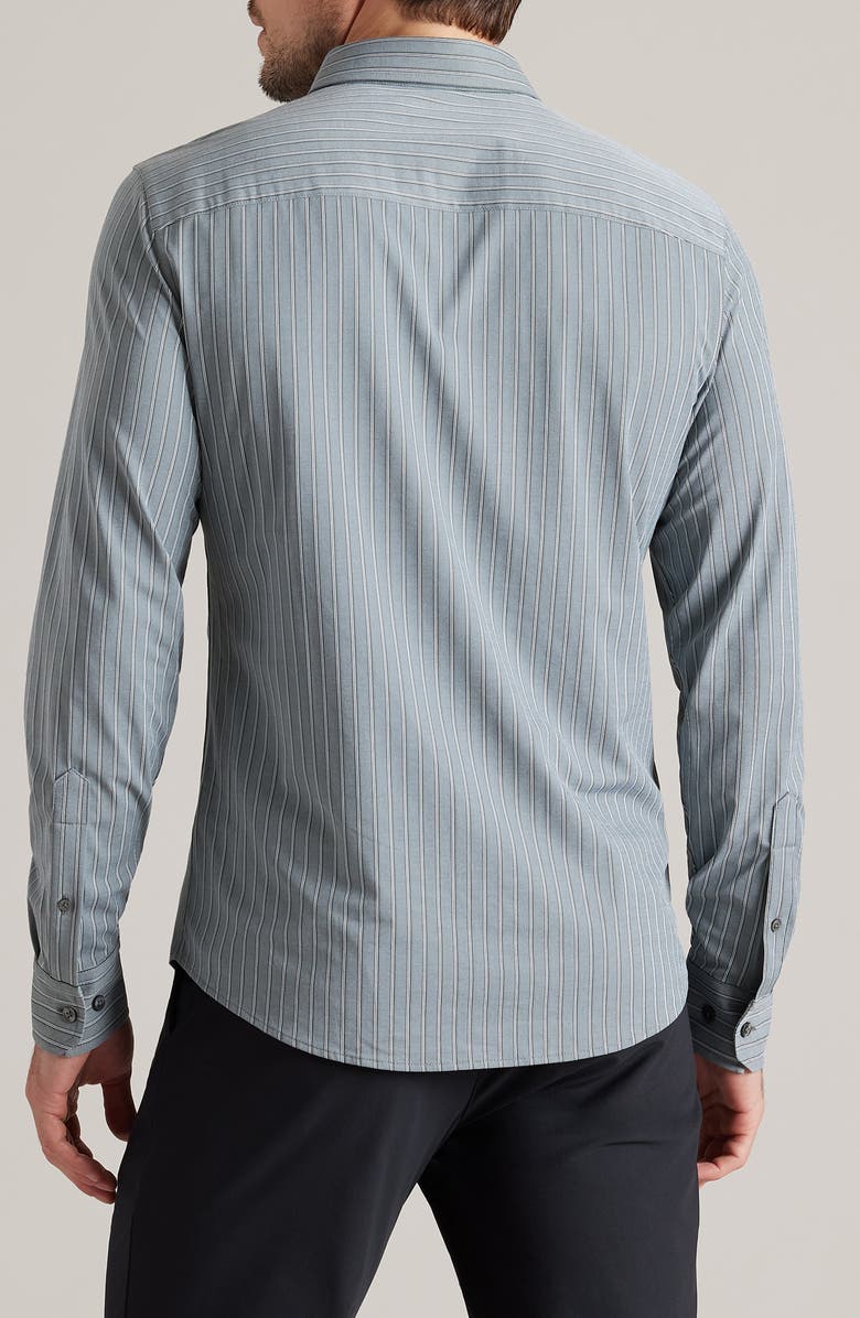 Rhone Commuter Pro Slim Fit Button-Up Shirt, Alternate, color, Pine Wide Stripe