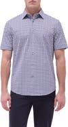 Bugatchi Miles OoohCotton® Geometric Print Short Sleeve Button-Up Shirt
