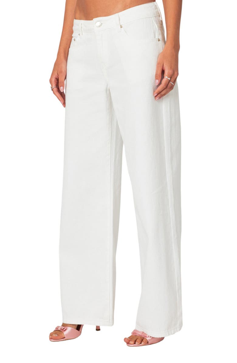 EDIKTED Bow Pocket Straight Leg Jeans, Alternate, color, White