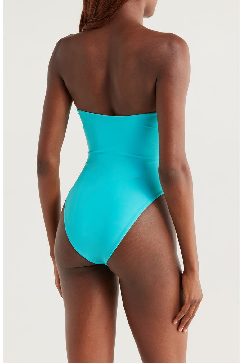 Bianka Plunge One-Piece Swimsuit, Alternate, color, BEACH BLUE