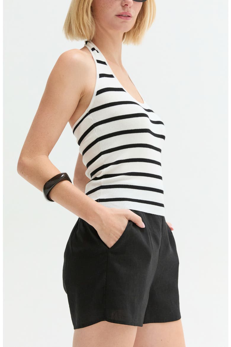 Halter Stripe Knit Top, Alternate, color, White/Black