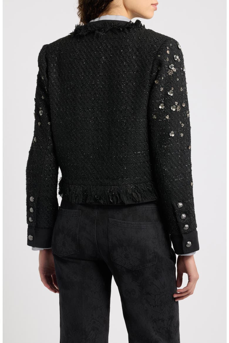 Marshall Metallic Floral Appliqué Jacket, Alternate, color, BLACK