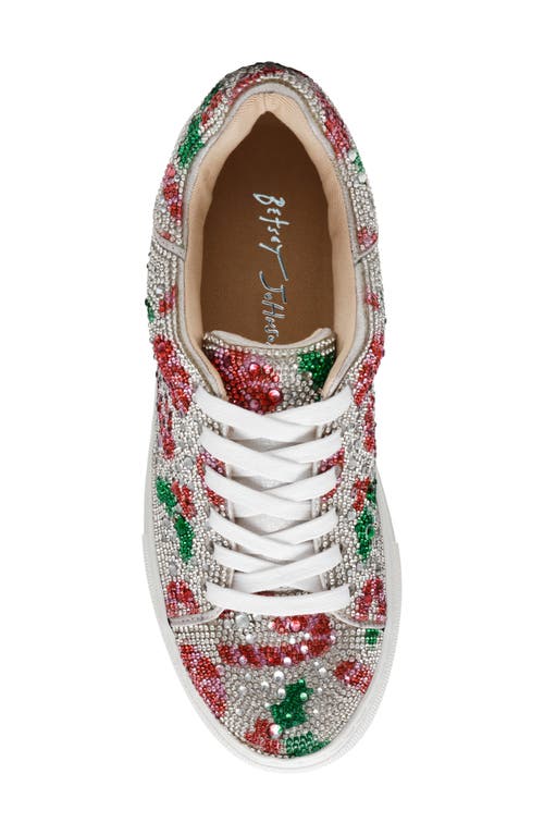 Betsey Johnson Sidny Crystal Pavé Platform Sneaker In Red